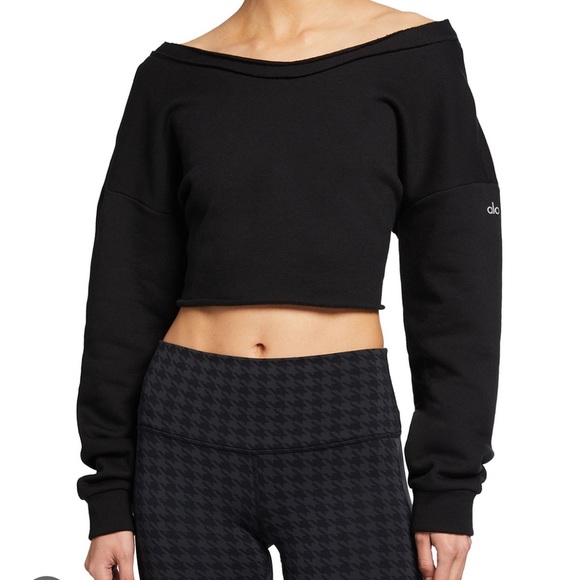 ALO Yoga Tops - Alo yoga PRIMA OFF-THE-SHOULDER PULLOVER IN BLACK sz XS
